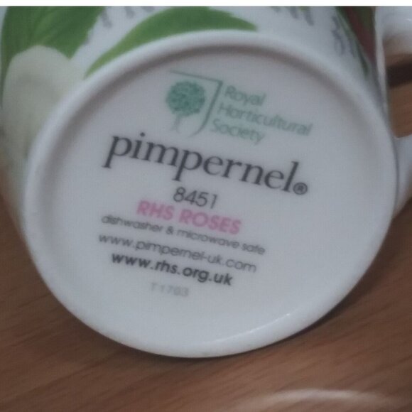 Royal Horticultural Society Pimpernel Tea Cup Antique Roses 8451 cream pink grn - Picture 10 of 11